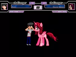 Size: 640x480 | Tagged: safe, artist:toonalexsora007, deleted from derpibooru, derpibooru import, screencap, ponified, alicorn, pony, alex, alicorn princess, black background, dulce maria, life bar, mugen, omg face, simple background