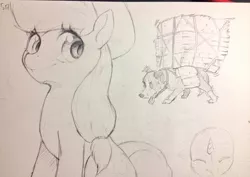 Size: 1024x723 | Tagged: applejack, artist:masak9, derpibooru import, explicit source, labor, pencil drawing, safe, sketch, traditional art, winona