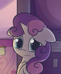 Size: 900x1100 | Tagged: safe, artist:spikedmauler, derpibooru import, sweetie belle, crying, floppy ears, go ask sweetie belle, scared, solo