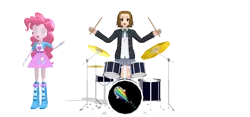 Size: 940x440 | Tagged: safe, artist:elmarcosluckydel96, derpibooru import, equestria girls, 3d, crossover, cymbals, drum kit, drums, drumsticks, k-on, mmd, musical instrument, simple background, tainaka ritsu, transparent background