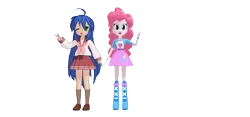 Size: 940x440 | Tagged: safe, artist:elmarcosluckydel96, derpibooru import, pinkie pie, equestria girls, 3d, crossover, izumi konata, lucky star, mmd, simple background, solo, transparent background