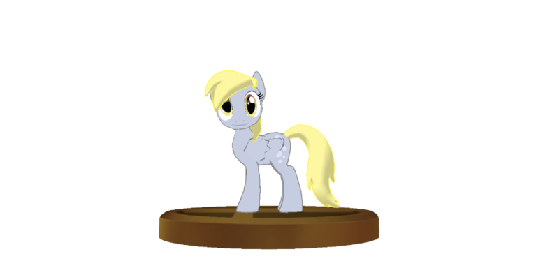 Size: 940x440 | Tagged: safe, artist:elmarcosluckydel96, derpibooru import, derpy hooves, pegasus, pony, 3d, crossover, female, mare, mmd, simple background, solo, super smash bros., super smash bros. brawl, transparent background, trophy