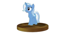 Size: 940x440 | Tagged: safe, artist:elmarcosluckydel96, derpibooru import, trixie, pony, unicorn, 3d, crossover, female, mare, mmd, simple background, solo, super smash bros., super smash bros. brawl, transparent background, trophy