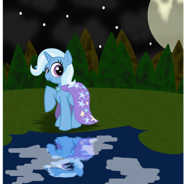 Size: 3000x3000 | Tagged: safe, artist:toonfreak, derpibooru import, trixie, pony, unicorn, female, mare, moon, night, solo, water