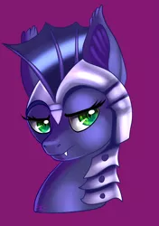 Size: 1885x2671 | Tagged: safe, artist:theneithervoid, derpibooru import, oc, oc:halfmoon, unofficial characters only, bat pony, pony, green eyes, guardsmare, helmet, night guard, portrait, royal guard, solo