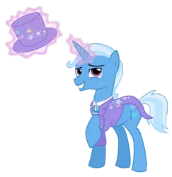 Size: 3293x3391 | Tagged: safe, artist:nianara, derpibooru import, trixie, unicorn, glowing horn, hat, horn, magic, rule 63, simple background, smiling, solo, telekinesis, top hat, transparent background, tristan, vector
