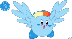 Size: 1898x1048 | Tagged: artist:silver-soldier, derpibooru import, kirby, kirby (character), kirby dash, kirbyfied, rainbow dash, safe, simple background, slashy intensifies, solo, species swap, transparent background, vector