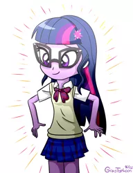 Size: 2300x3000 | Tagged: safe, artist:graytyphoon, derpibooru import, sci-twi, twilight sparkle, equestria girls, alternate costumes, clothes, cute, school uniform, solo, twiabetes