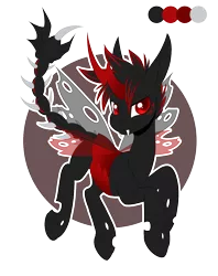 Size: 950x1198 | Tagged: artist:peridotkitty, changeling, commission, derpibooru import, male, oc, red changeling, safe, solo, unofficial characters only