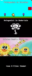 Size: 330x777 | Tagged: derpibooru import, do princesses dream of magic sheep, eversion, flower, flowey, nightmare sunflower, safe, sunflower, undertale