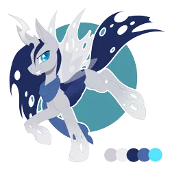Size: 950x957 | Tagged: artist:peridotkitty, background removed, blue changeling, changeling, changeling queen, changeling queen oc, commission, derpibooru import, female, oc, oc:ling, safe, simple background, solo, transparent background, unofficial characters only, white changeling