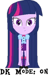 Size: 191x298 | Tagged: safe, artist:toonalexsora007, derpibooru import, twilight sparkle, equestria girls, big arms, big head, dk mode, goldeneye, nintendo 64, pixel art, solo