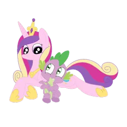 Size: 600x600 | Tagged: artist:squipycheetah, crown, derpibooru import, female, folded wings, infidelity, interspecies, looking down, looking up, male, princess cadance, safe, shipping, simple background, spike, spikedance, straight, transparent background, vector