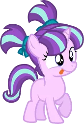 Size: 1345x1966 | Tagged: safe, artist:davidsfire, derpibooru import, starlight glimmer, pony, unicorn, :p, cute, female, filly, filly starlight glimmer, glimmerbetes, pigtails, raised hoof, silly, silly pony, simple background, smiling, solo, tongue out, transparent background, vector, younger