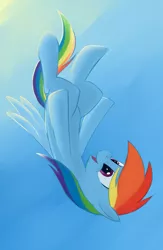 Size: 1300x2000 | Tagged: artist:vistamage, derpibooru import, falling, freefall, rainbow dash, safe, sky, solo