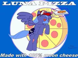 Size: 395x296 | Tagged: safe, derpibooru import, princess luna, pizza pony, delivery, food, meme, needs more jpeg, pizza, round pizza