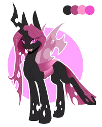 Size: 950x1184 | Tagged: artist:peridotkitty, changeling, changeling queen, changeling queen oc, commission, derpibooru import, female, oc, pink changeling, safe, simple background, solo, transparent background, unofficial characters only