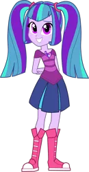 Size: 1485x2852 | Tagged: safe, artist:namygaga, derpibooru import, oc, oc:melody sound, unofficial characters only, equestria girls, magical lesbian spawn, offspring, parent:aria blaze, parent:sonata dusk, parents:arisona, simple background, solo, transparent background, vector