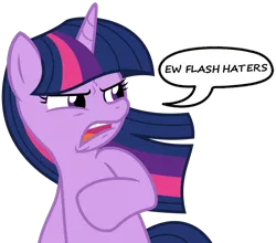 Size: 1159x1022 | Tagged: safe, derpibooru import, twilight sparkle, ew gay, flashlight, haters, image macro, meme, reaction, shipping, solo