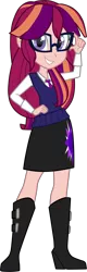 Size: 933x2909 | Tagged: safe, artist:namygaga, derpibooru import, oc, oc:violet sunrise, unofficial characters only, equestria girls, magical lesbian spawn, offspring, parent:sci-twi, parent:sunset shimmer, parent:twilight sparkle, parents:scitwishimmer, parents:sunsetsparkle, simple background, solo, transparent background