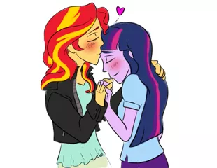 Size: 1109x859 | Tagged: safe, artist:catlover1672, derpibooru import, sunset shimmer, twilight sparkle, equestria girls, female, lesbian, shipping, sunsetsparkle