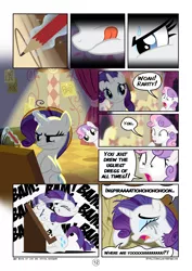 Size: 2894x4093 | Tagged: artist:mister-saugrenu, comic, comic:art block, derpibooru import, dialogue, marshmelodrama, rarity, safe, sweetie belle