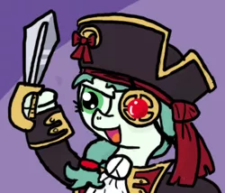 Size: 365x313 | Tagged: amulet, artist:ficficponyfic, child, clothes, colt, colt quest, cutlass, derpibooru import, edit, eyepatch, femboy, hat, male, oc, oc:emerald jewel, pirate, pirate costume, pirate hat, ponytail, safe, sword, unofficial characters only, weapon