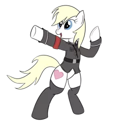 Size: 2000x2000 | Tagged: safe, artist:sethisto, derpibooru import, oc, oc:aryanne, unofficial characters only, earth pony, pony, armband, belt, bipedal, clothes, female, heil, nazi, necktie, socks, solo, standing, uniform, wrong cutie mark