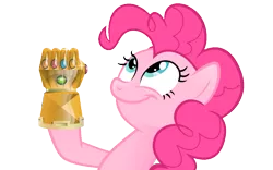 Size: 961x600 | Tagged: derpibooru import, infinity gauntlet, look what pinkie found, marvel comics, meme, pinkie pie, run to the farthest corner of the galaxy, safe, solo, xk-class end-of-the-world scenario