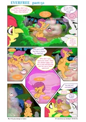 Size: 6611x9344 | Tagged: safe, artist:jeremy3, derpibooru import, apple bloom, scootaloo, sweetie belle, pony, comic:everfree, absurd resolution, comic, cute, cutealoo, cutie mark crusaders, hayao miyazaki, movie reference, my neighbor totoro, tickling