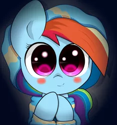 Size: 800x860 | Tagged: artist:papibabidi, blushing, clothes, derpibooru import, hoodie, looking at you, rainbow dash, safe, solo