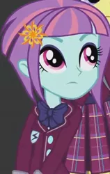 Size: 392x621 | Tagged: safe, derpibooru import, screencap, sunny flare, equestria girls, friendship games, adoraflare, cropped, cute, looking up, solo