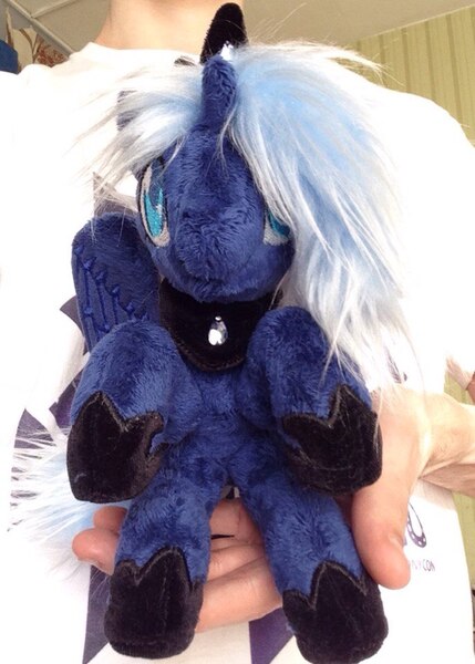 Size: 686x960 | Tagged: artist:essorille, derpibooru import, human, irl, irl human, photo, plushie, princess luna, safe, solo