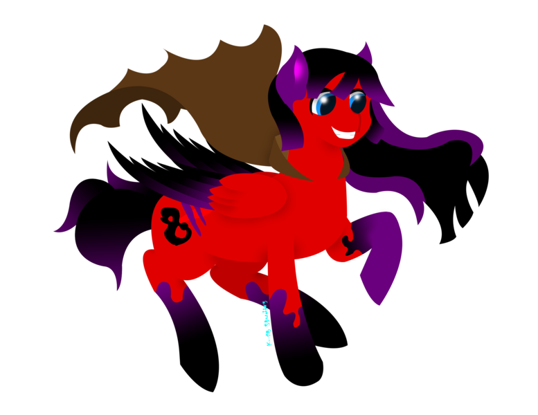 Size: 2550x1968 | Tagged: artist:luperpony13, blue star, commission, derpibooru import, donut steel, oc, oc:blue star, original species, red and black oc, safe, solo, splatter, unofficial characters only