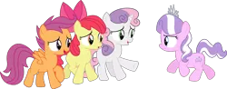 Size: 5516x2164 | Tagged: absurd resolution, apple bloom, artist:sketchmcreations, crusaders of the lost mark, cutie mark crusaders, derpibooru import, diamond tiara, open mouth, running, safe, scootaloo, simple background, sweetie belle, transparent background, vector