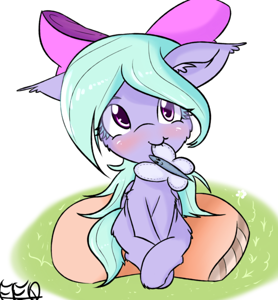 Size: 2500x2700 | Tagged: artist:freefraq, blushing, butterfly, cute, derpibooru import, ear fluff, filly, flitter, flitterbetes, freefraq is trying to murder us, mouth hold, pillow, plushie, safe, sitting, solo