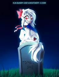 Size: 800x1049 | Tagged: safe, artist:ka-samy, derpibooru import, oc, oc:tomoda shi, unofficial characters only, ghost, gravestone, solo