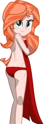 Size: 714x1975 | Tagged: suggestive, artist:zacatron94, derpibooru import, edit, sunset shimmer, equestria girls, butt freckles, clothes, freckles, ginger, human coloration, nudity, panties, partial nudity, red underwear, redhead, solo, sunset ginger, team fortress 2, underwear