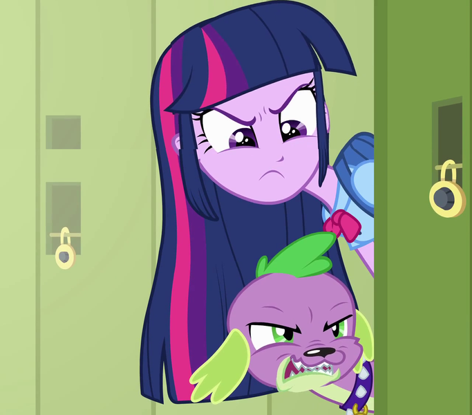 Size: 1280x1124 | Tagged: safe, derpibooru import, screencap, spike, twilight sparkle, dog, equestria girls, growling, spike the dog