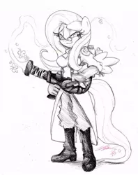 Size: 564x711 | Tagged: anthro, artist:mrzash, crossover, derpibooru import, fluttermedic, fluttershy, medic, parody, safe, solo, team fortress 2, ubercharge