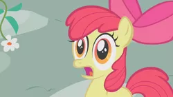 Size: 1280x720 | Tagged: apple bloom, call of the cutie, derpibooru import, faic, flower, safe, screencap, shocked, solo, thousand yard stare, why would you post that