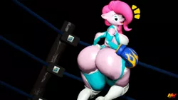 Size: 1280x720 | Tagged: 3d, anthro, artist:hyperwave9000, ass, balloonbutt, boxing gloves, breasts, busty pinkie pie, derpibooru import, female, huge butt, impossibly large butt, impossibly large thighs, large butt, pinkie pie, pinkie thighs, rainbow mika, rainbow pinka, solo, solo female, source filmmaker, suggestive, thunder thighs