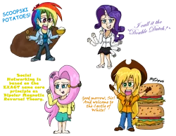 Size: 2200x1710 | Tagged: applejack, artist:meganekkoplymouth241, clothes, derpibooru import, fluttershy, human, humanized, impractical jokers, rainbow dash, rarity, safe, sweater, sweatershy