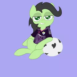 Size: 750x750 | Tagged: safe, artist:happy harvey, derpibooru import, oc, oc:anon, oc:anonfilly, unofficial characters only, earth pony, pony, /mlp/, 4chan, 4chan cup, clothes, female, filly, football, jersey, looking at you, solo, uniform