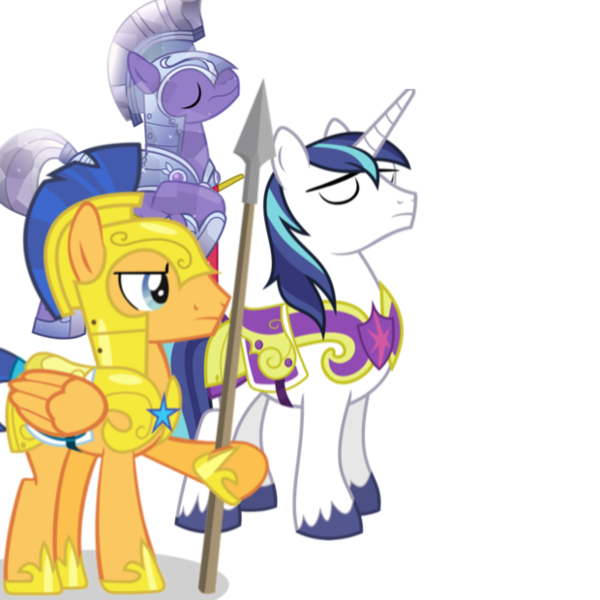 Size: 620x620 | Tagged: amethyst stone, armor, captain armor and guard sentry, crystal guard, crystal guard armor, derpibooru import, escort, flash sentry, royal guard, safe, shining armor