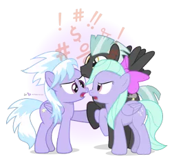 Size: 1125x1050 | Tagged: safe, artist:dm29, derpibooru import, cloudchaser, flitter, thunderlane, pegasus, pony, argument, backwards cutie mark, dating, female, flitterlane, love triangle, male, mare, shipping, simple background, stallion, straight, thunderchaser, transparent background, trio