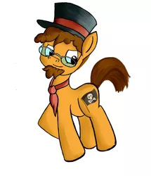 Size: 1441x1673 | Tagged: safe, artist:greenfinger, derpibooru import, oc, unofficial characters only, earth pony, pony, glasses, hat, necktie, simple background, solo, top hat, white background