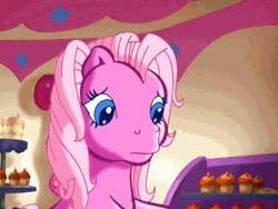 Size: 448x336 | Tagged: animated, cupcake, derpibooru import, eating, food, g3, pinkie pie, pinkie pie (g3), positively pink, safe, screencap, sweet berry, sweetberry