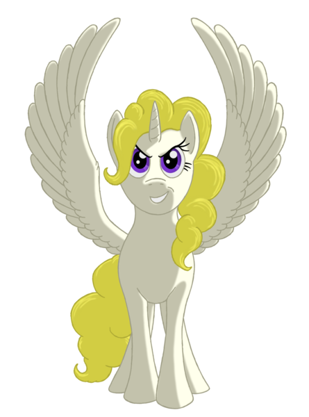 Size: 1424x1920 | Tagged: safe, alternate version, artist:nebulastar985, derpibooru import, surprise, alicorn, pony, mischievous, oh crap, princess surprise, solo, spread wings, wings, xk-class end-of-the-world scenario