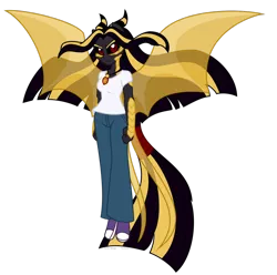 Size: 1024x1016 | Tagged: safe, artist:faith-wolff, derpibooru import, aria blaze, fanfic:the bridge, equestria girls, black sclera, kaiser ghidorah, keizer aria, keizer ghidorah, possessed, red eyes, super form, transformation